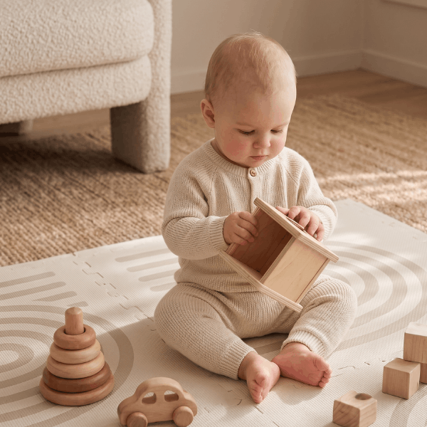 EVA-foam puzzelmat van Broyari — 6 tegels van 60×60 cm, 12 mm dik, beige