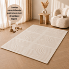 Beige foam speelmat 120 × 180 cm in een moderne woonkamer