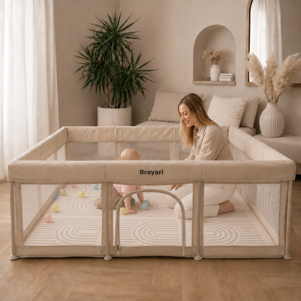 Grondbox Baby Beige – Inklapbaar – Inclusief mat & Speelballen - Broyari
