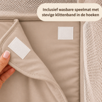 `Wasbare speelmat met klittenbandbevestiging in de hoeken van de beige Broyari grondbox - maat-180x180`
