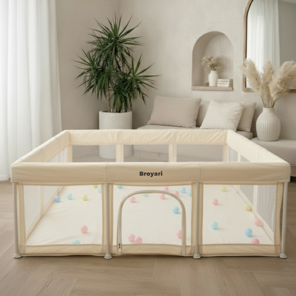 Grondbox Baby Beige – Inklapbaar – Inclusief mat & Speelballen - Broyari