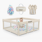 Grondbox Baby Beige – Inklapbaar – Inclusief mat & Speelballen - Broyari