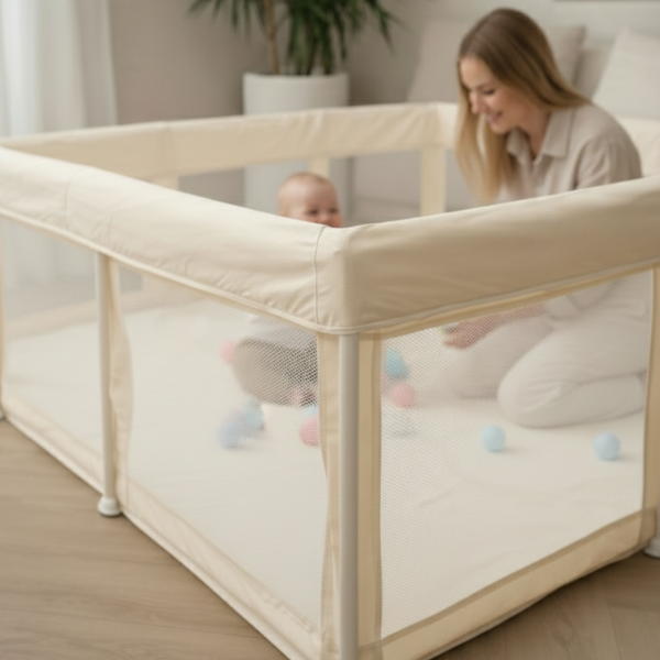 Grondbox Baby Beige – Inklapbaar – Inclusief mat & Speelballen - Broyari