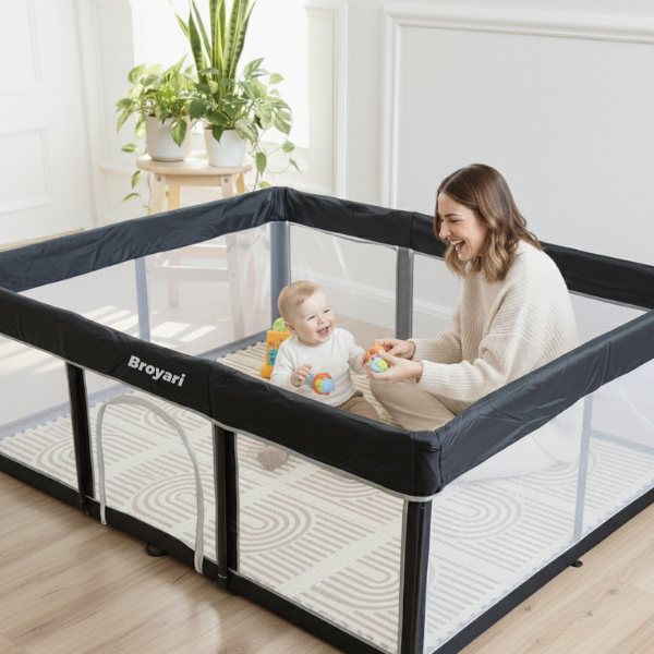 Grondbox Baby Zwart – Inklapbaar – Inclusief mat & Speelballen - Broyari