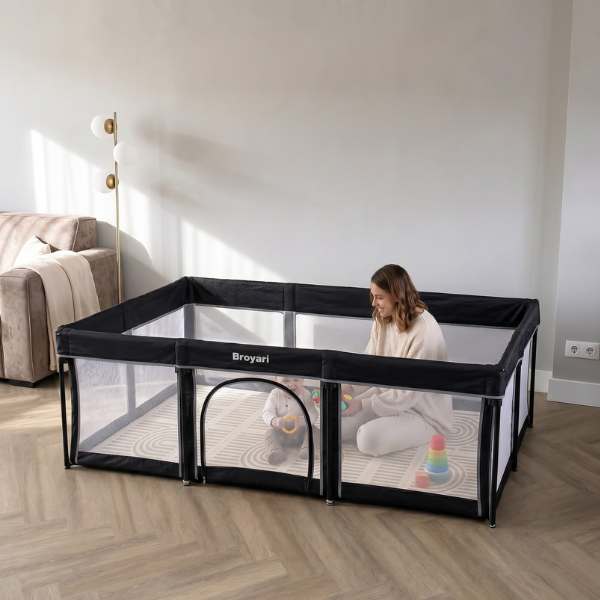 Grondbox Baby Zwart – Inklapbaar – Inclusief mat & Speelballen - Broyari