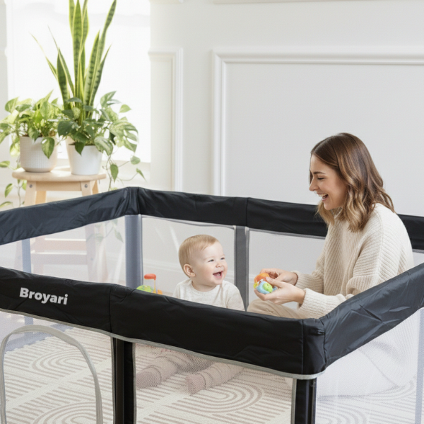 Grondbox Baby Zwart – Inklapbaar – Inclusief mat & Speelballen - Broyari