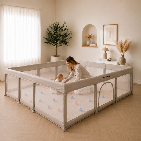 Broyari inklapbare grondbox beige, maat 180x180 cm - maat-180x180