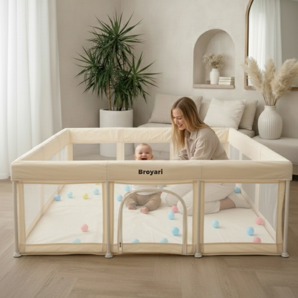 Grondbox Baby Beige – Inklapbaar – Inclusief mat & Speelballen - Broyari