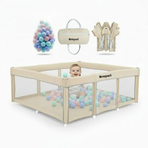 Foldable Baby Playpen Black