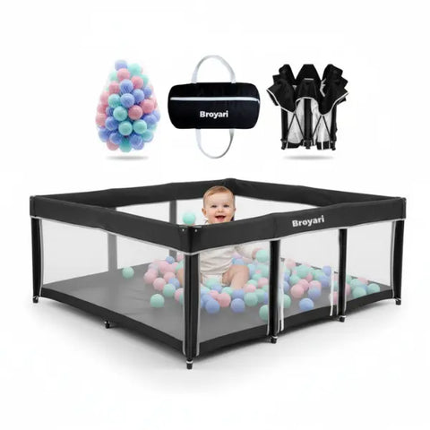 Foldable Baby Playpen Black