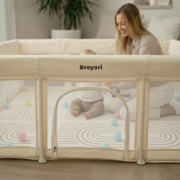 Grondbox Baby Beige – Inklapbaar – Inclusief mat & Speelballen - Broyari