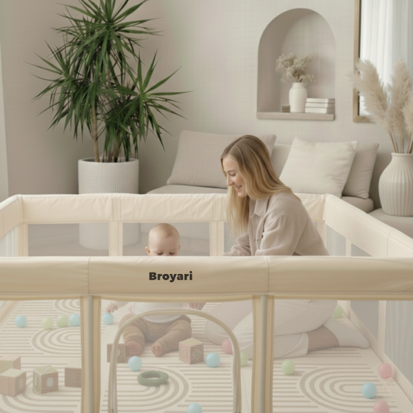 Grondbox Baby Beige – Inklapbaar – Inclusief mat & Speelballen - Broyari