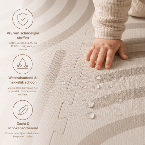 Speelmat Baby – Foam Puzzelmat 120×180 cm – Beige – Broyari